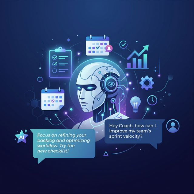 Ilustrasi AI Coach SuperTim — asisten AI yang bisa eksekusi task