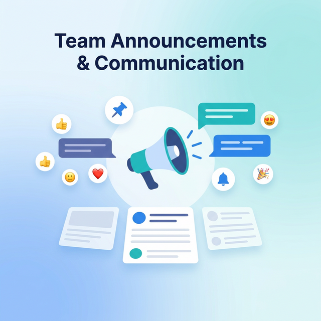 Ilustrasi Fitur Pengumuman — siaran pesan penting ke seluruh tim
