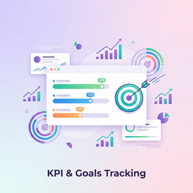 Ilustrasi KPI & Goal Tracking — progress bars dan target tracking